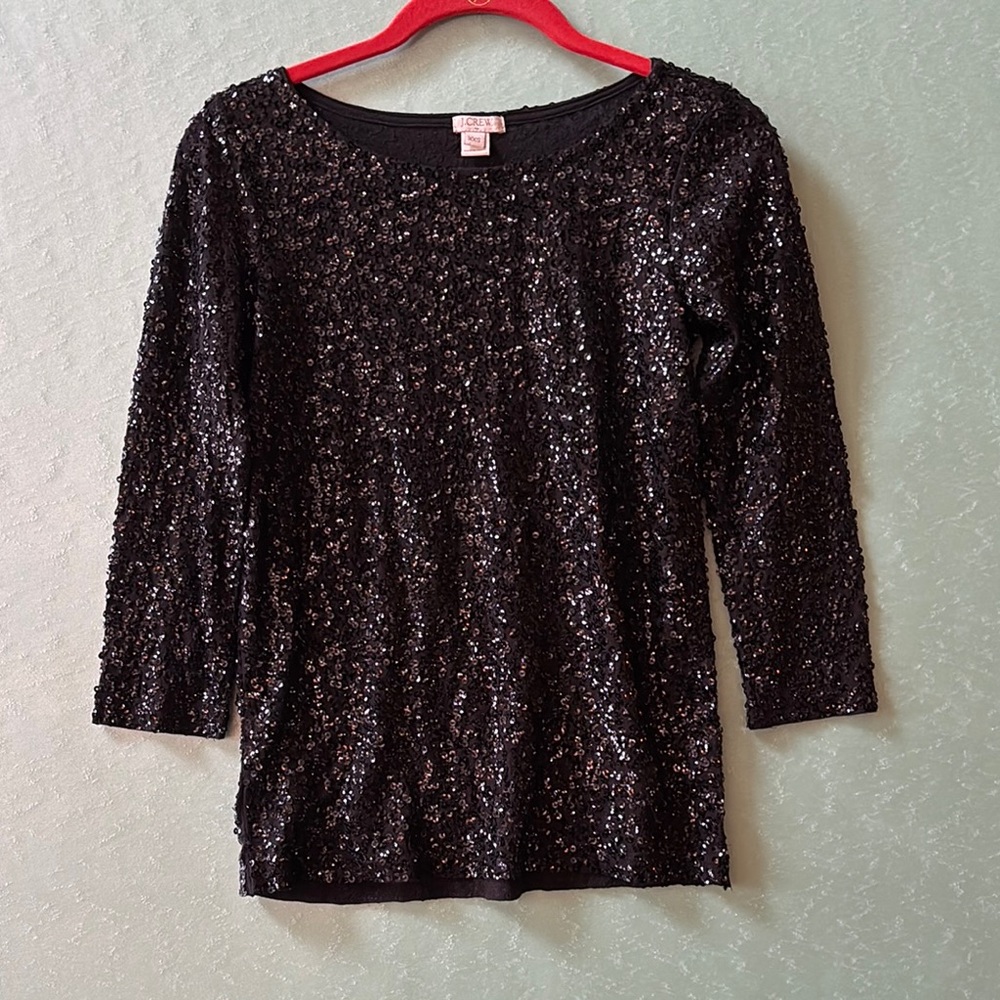 J Crew Black Sequin Women's Top Size XXS